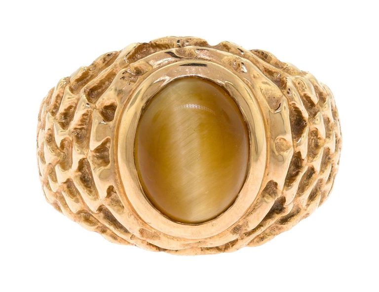 14k Yellow Gold Chrysoberyl Cat's Eye Ring