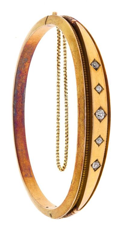 14k Gold Diamond Hinged Bangle