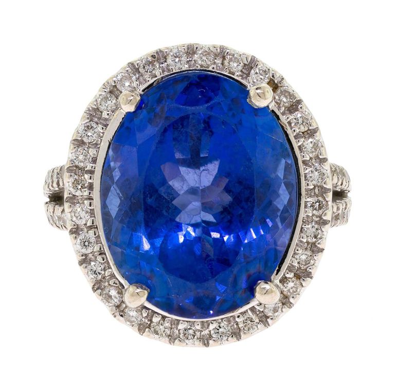 14k White Gold Tanzanite and Diamond Ring