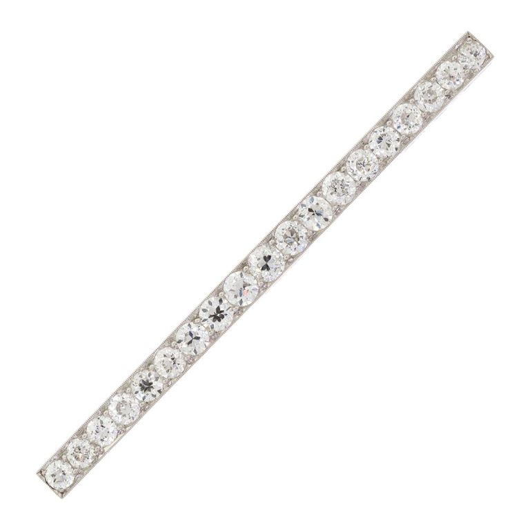 Platinum Diamond Bar Brooch
