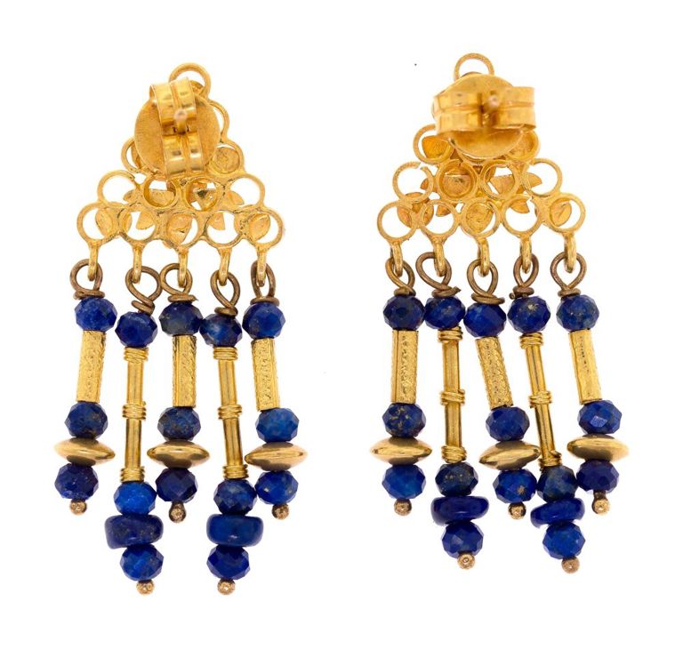 Gold Lapis Earrings