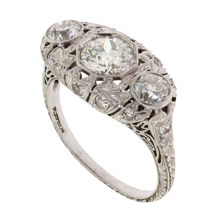 Platinum Diamond Three Stone Ring