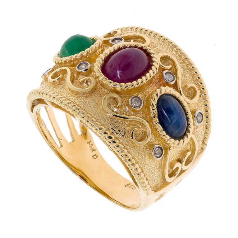14k Yellow Gold Gem Set Ring