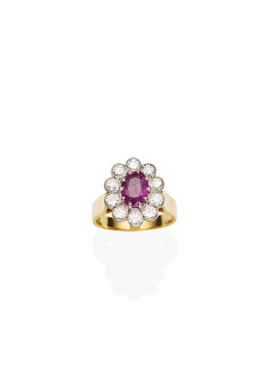 Ruby and Diamond Cluster Ring