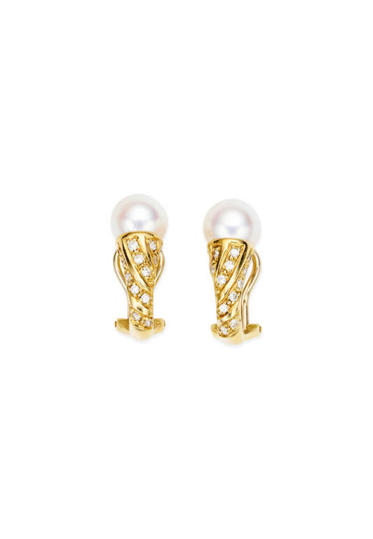 Cultured Pearl and Diamond Earrings
