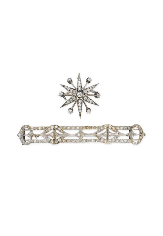 Pair of Diamond Brooches