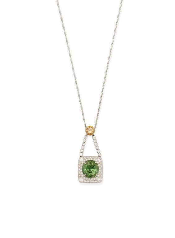 Zircon and Diamond Pendant Necklace
