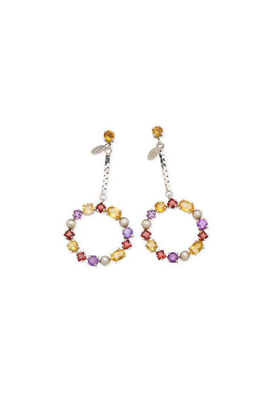 Pair of 14k Gold and Gem-Set Earrings