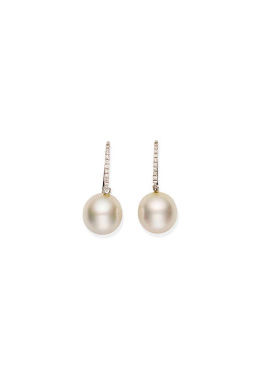 Pair of Pearl and Diamond Earrings