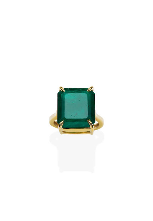 Gilt Silver Emerald Ring