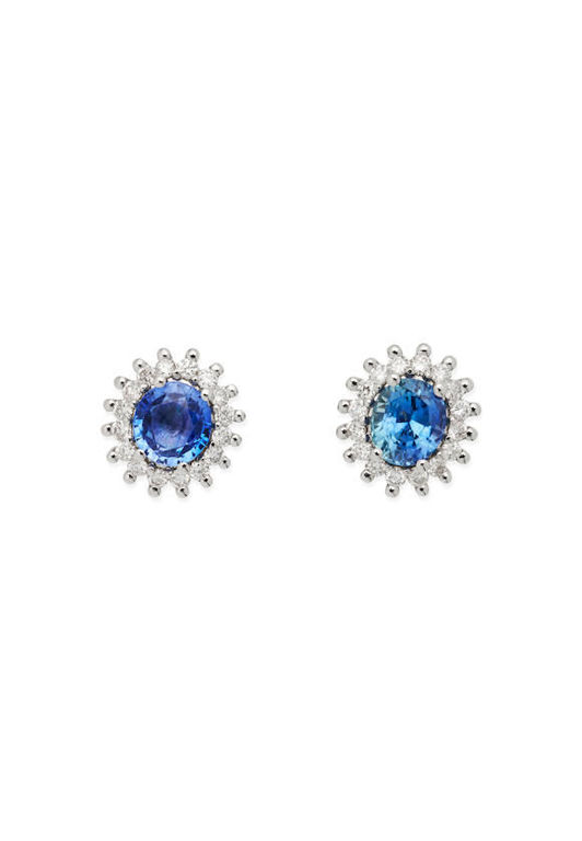 18k Gold Cluster Sapphire Earrings