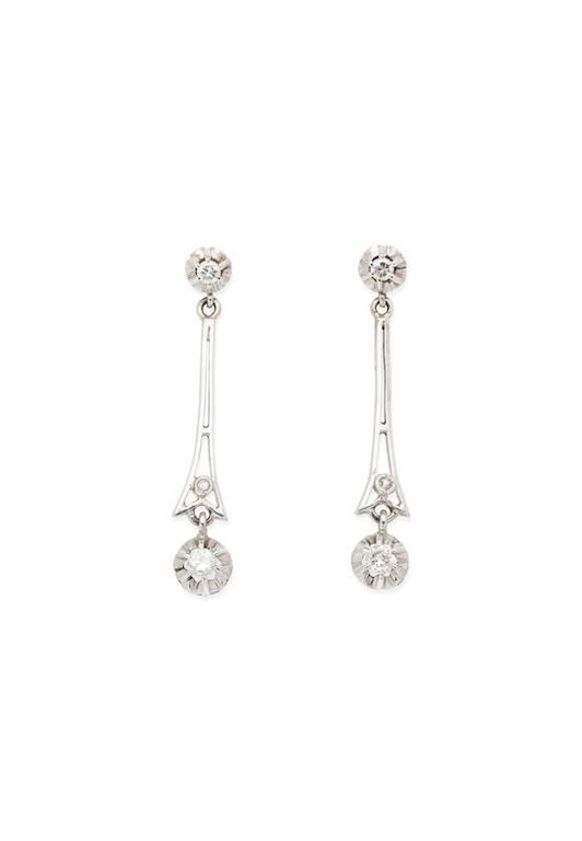Gold Diamond Pendant Earrings
