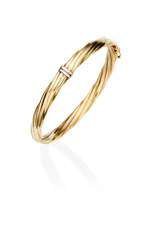 Gold and Sterling Silver Hinged Bangle
