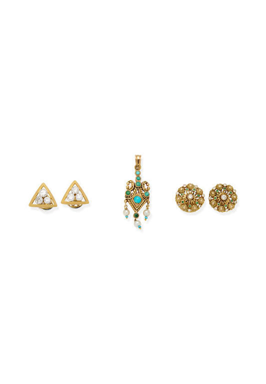 Two Pairs of Earrings and Pendant