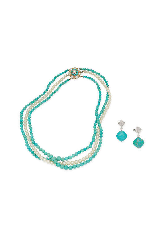 Pearl, Turquoise and Diamond Set