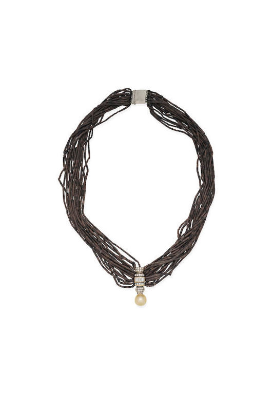 Diamond and Pearl Pendant Necklace