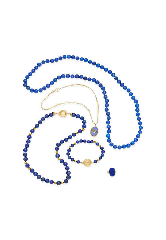 Sapphire and Lapis Lazuli Jewelry Set