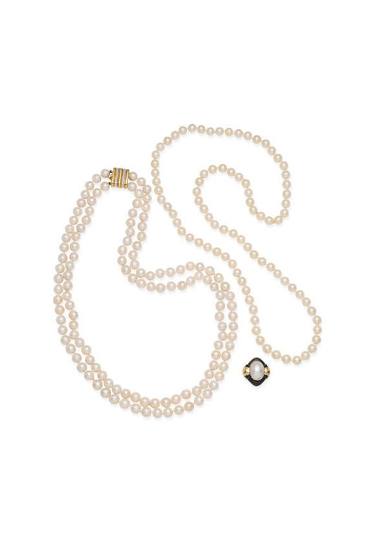 Cultured Pearl and Onyx Jewelry Set