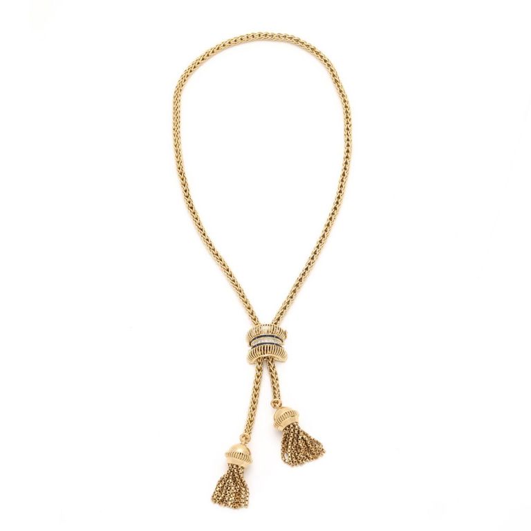18k Gold Diamond and Sapphire Necklace