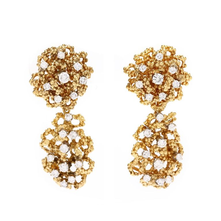 Pair of 18k Gold Diamond Earrings