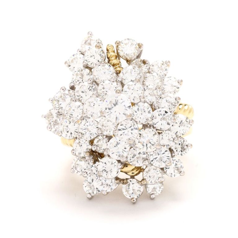 18k Bi-Color Gold Diamond Cluster Ring