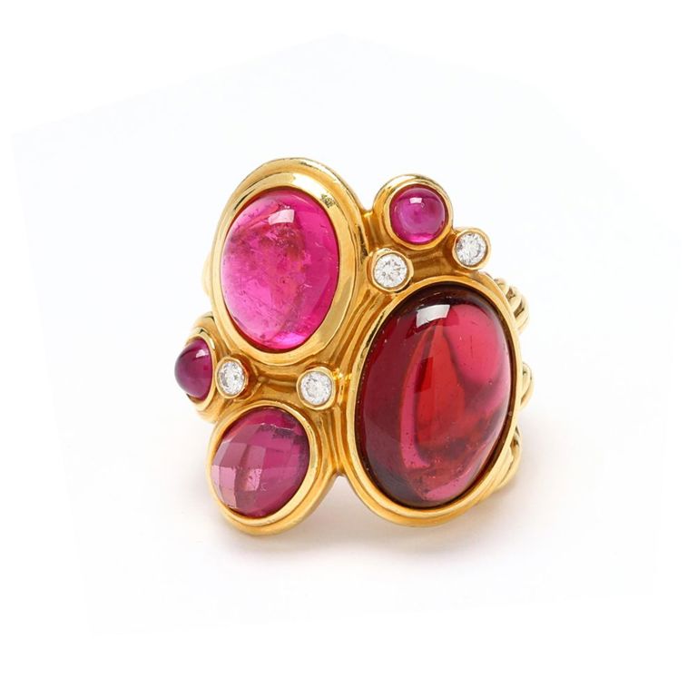 18k Gold Multi-Gemstone Ring