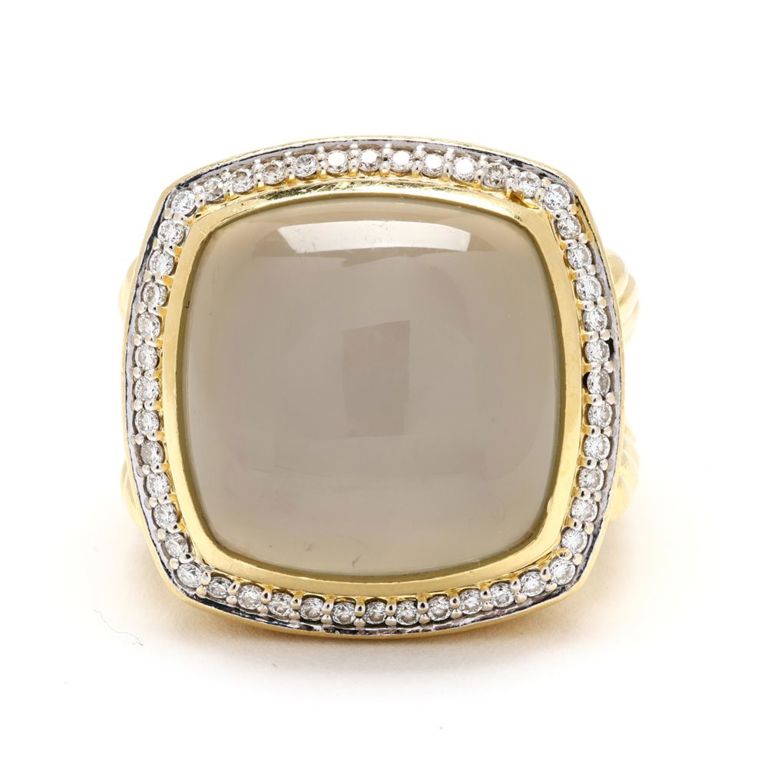 18k Gold Chalcedony and Diamond Ring