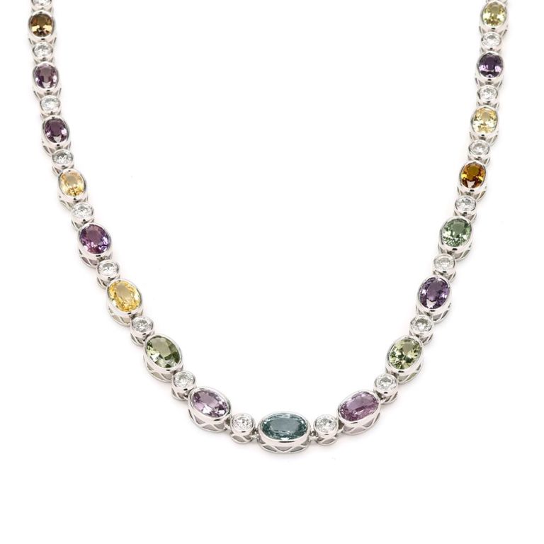 Platinum Sapphire and Diamond Necklace