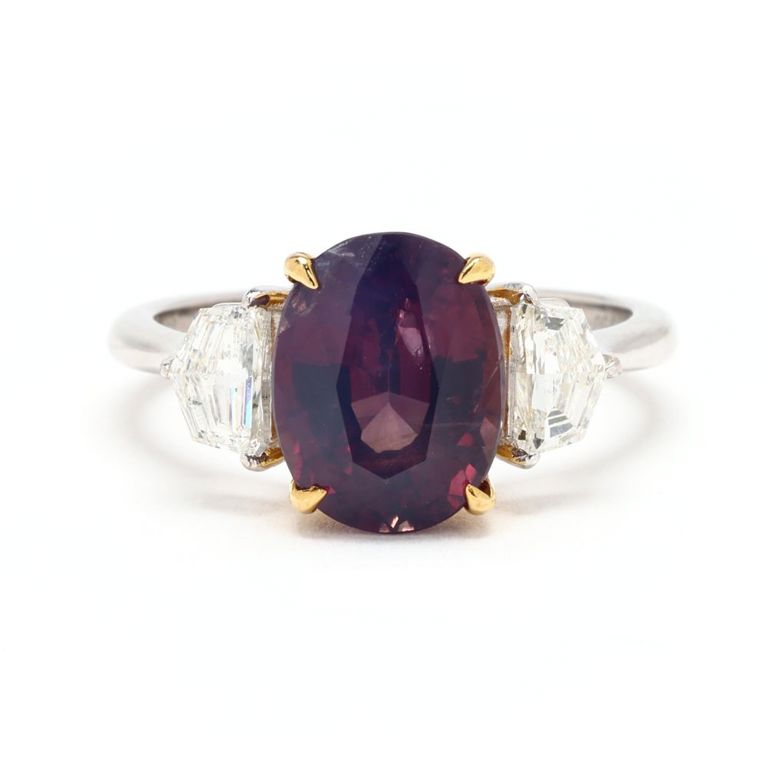Platinum and Gold Sapphire and Diamond Ring
