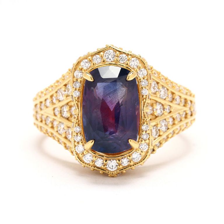 18k Gold Sapphire and Diamond Ring
