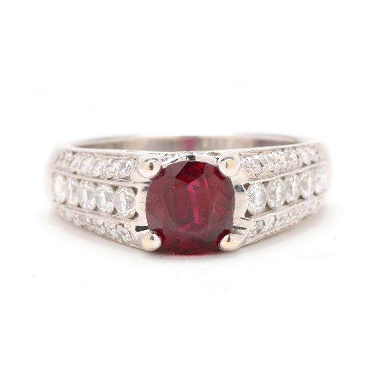 18k White Gold Ruby and Diamond Ring