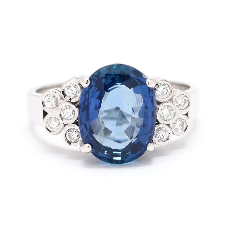 14k White Gold Sapphire and Diamond Ring