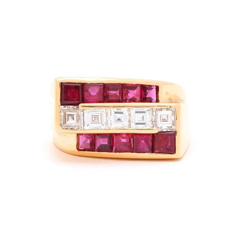 18k Gold Ruby and Diamond Ring