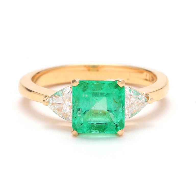 14k Gold Emerald and Diamond Ring