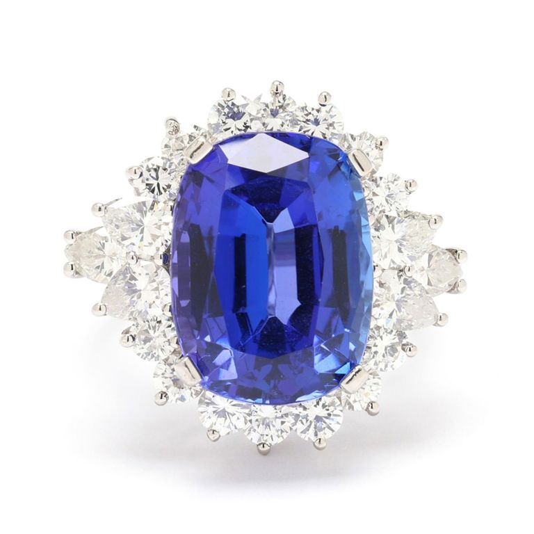 Platinum Tanzanite and Diamond Ring
