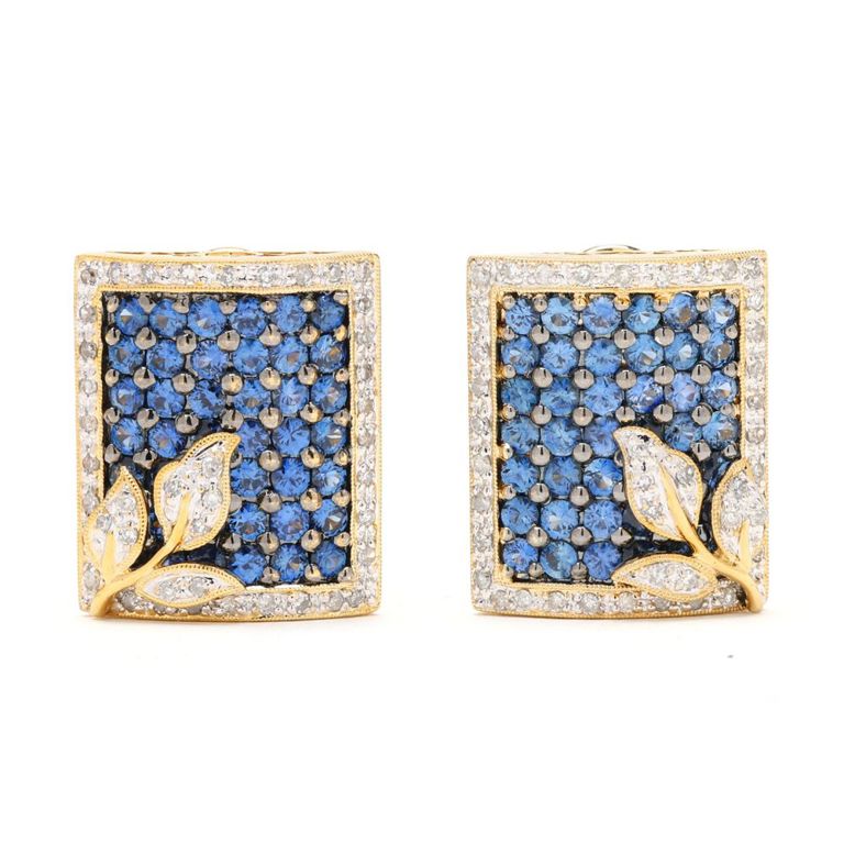 14k Gold Sapphire and Diamond Earrings