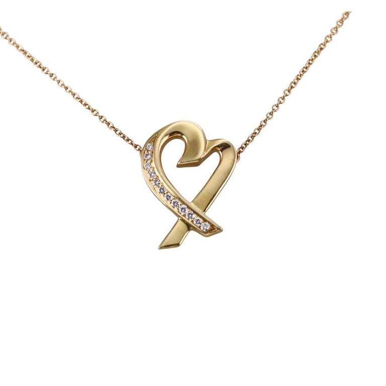 18k Gold Diamond Loving Heart Pendant Necklace