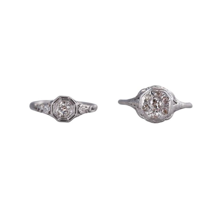 Set of 2 18k Gold Diamond Engagement Rings