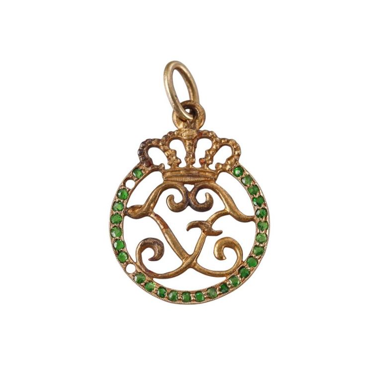 18k Gold Tsavorite Ducal Crest Pendant