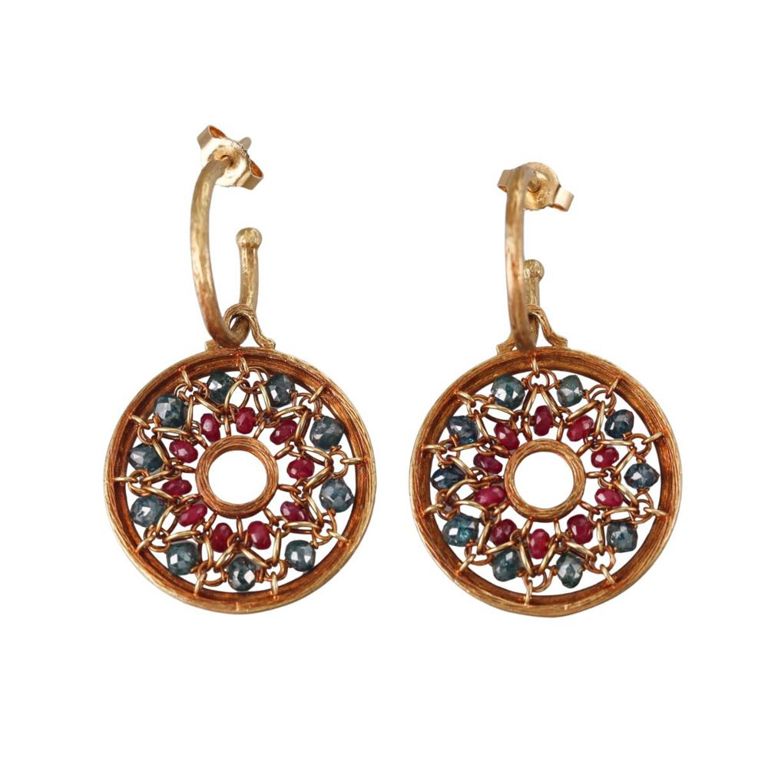 18k Gold Ruby Tourmaline Earrings