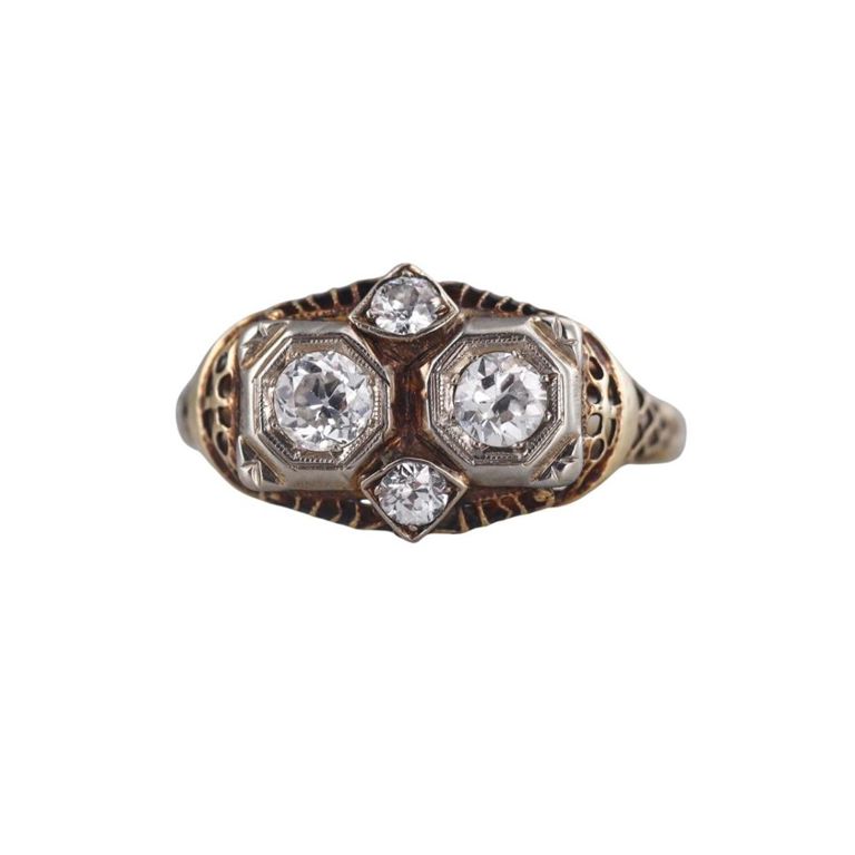 14k Gold Diamond Filigree Ring