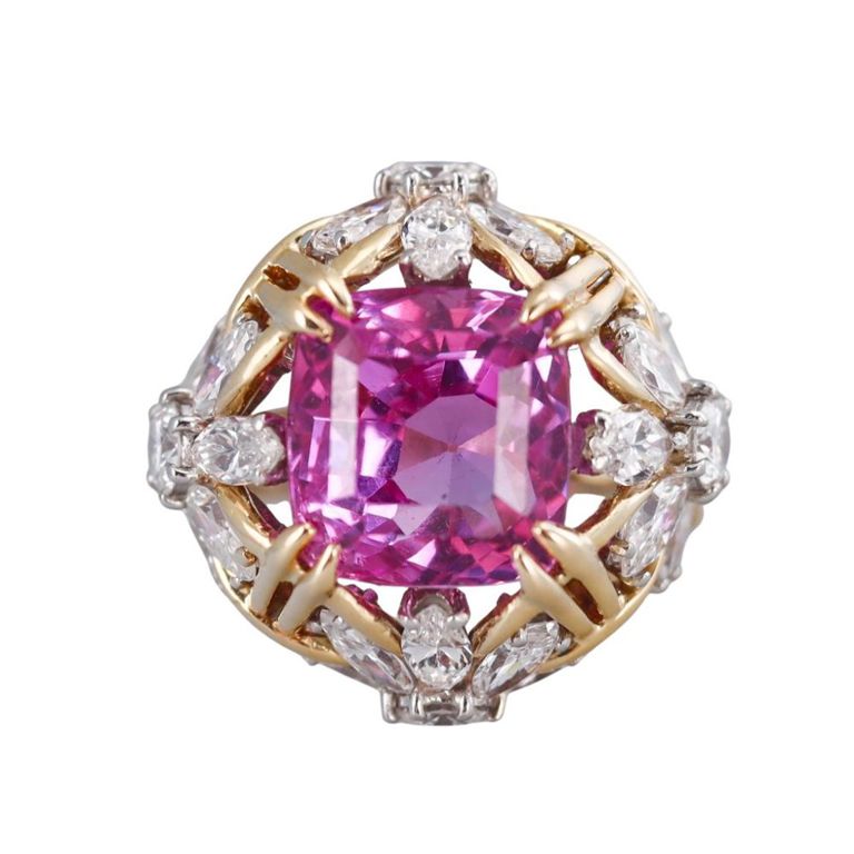 18k Gold Platinum Sapphire and Diamond Ring