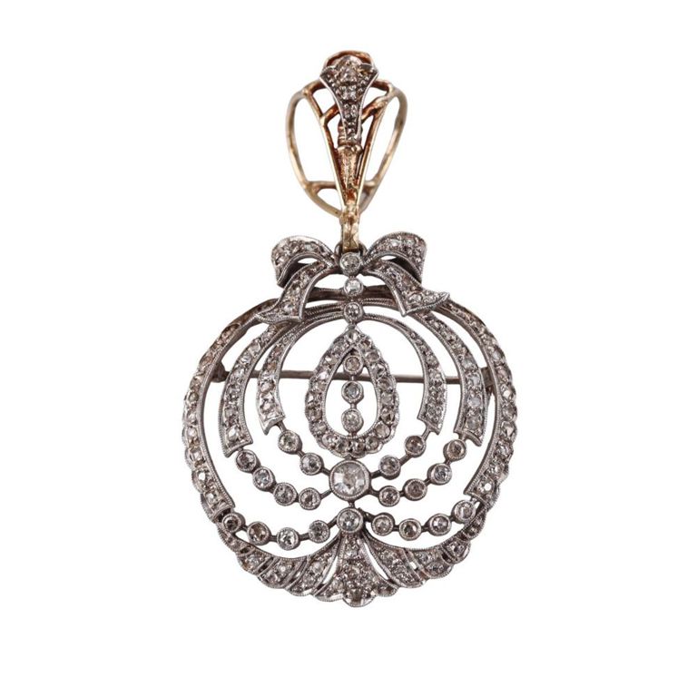 Platinum Gold Diamond Pendant/Brooch