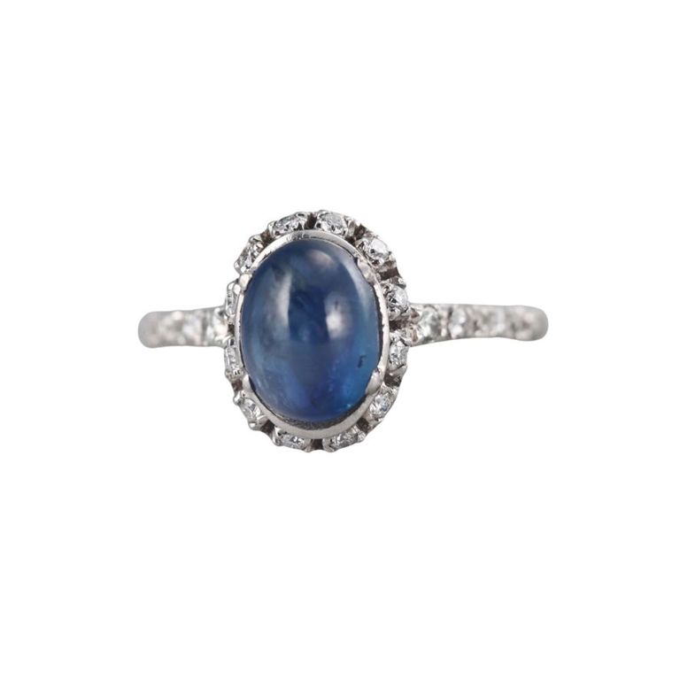 Metal and Platinum Sapphire Ring