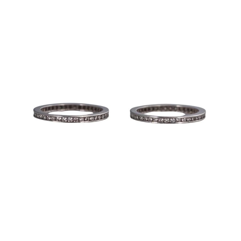 Set of 2 Platinum Diamond Eternity Band Rings