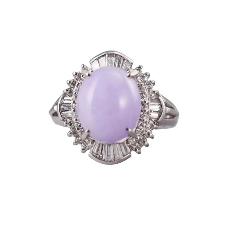 Platinum Jade and Diamond Ring