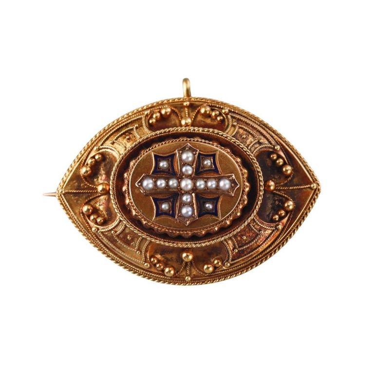 14k Gold Pearl Locket Brooch/Pendant