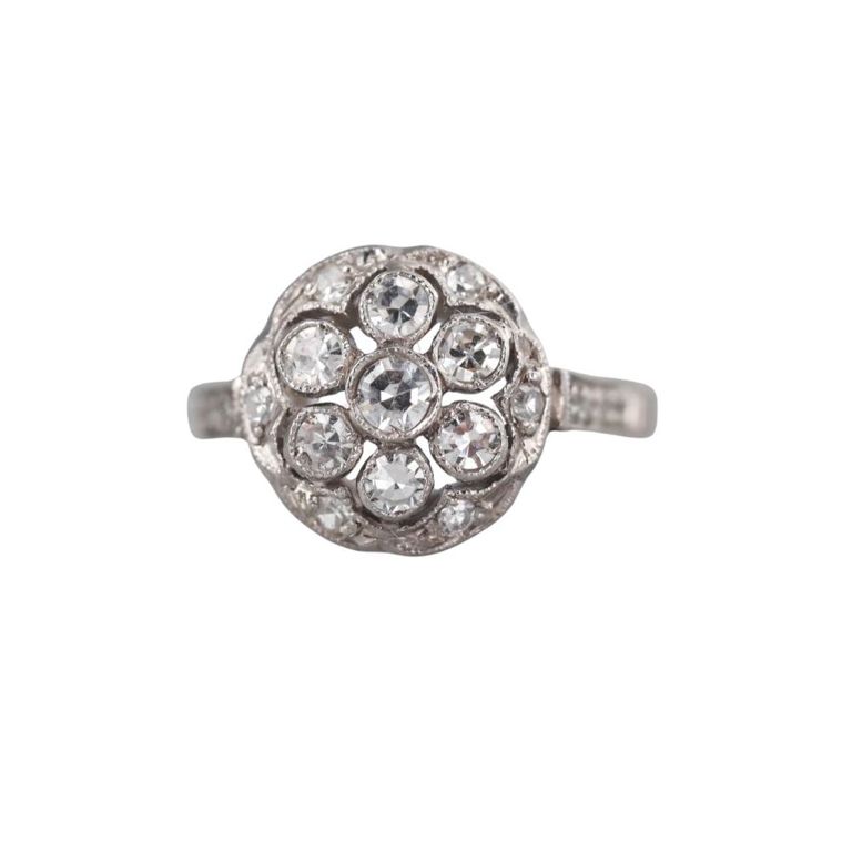 Platinum Diamond Cluster Ring