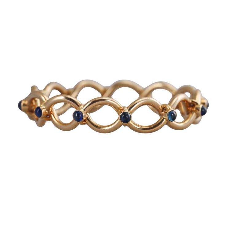 18k Gold Sapphire Bangle Bracelet