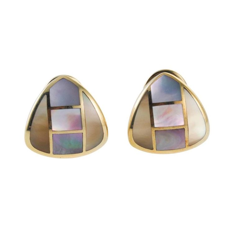 14k Gold Inlay Earrings